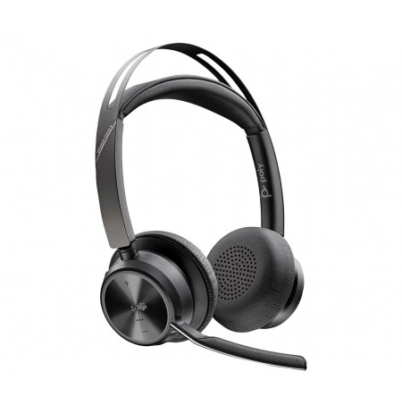 POLY Voyager Focus 2 Microsoft Teams Certified USB-C-C Headset +USB-C/A Adapter +Charging Stand