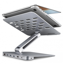 AXAGON Desk Mount | HMC-STND USB-C 5Gbps Stand and Hub 7in1 | Adjustable Height, Tilt | 10-16 " | Aluminum