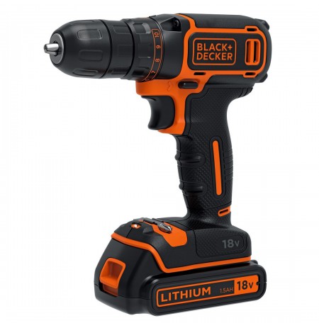 Black + Decker BDCDC18KB-QW, Pistol grip drill, 1 cm, 2.5 cm, 1 cm, 650 RPM, 30 N