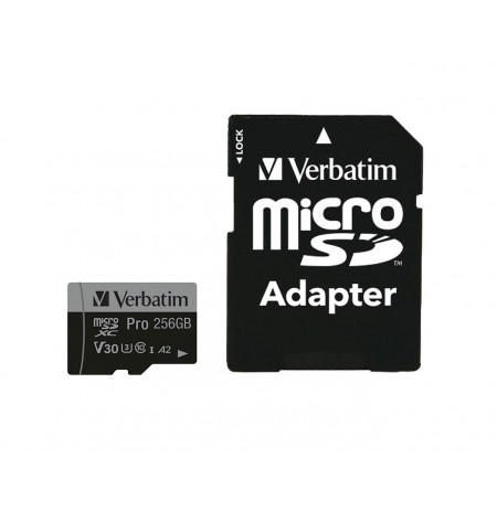 SD MicroSD Card 256GB Verbatim SDHC Pro Class 10 + Adapter retail
