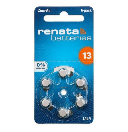 RENATA ZA13 klausos aparatų baterijos, 6 vnt. pakuotė, Šveicarija