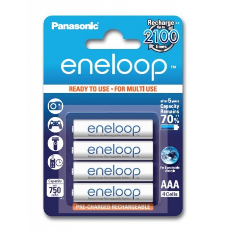 Įkraunamos baterijos Panasonic ENELOOP BK-4MCCE/4BE, 750 mAh, 2100 (4xAAA) [C]