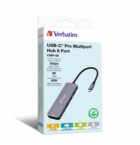 Verbatim USB-C Pro Multiport Hub 8 Port CMH-08