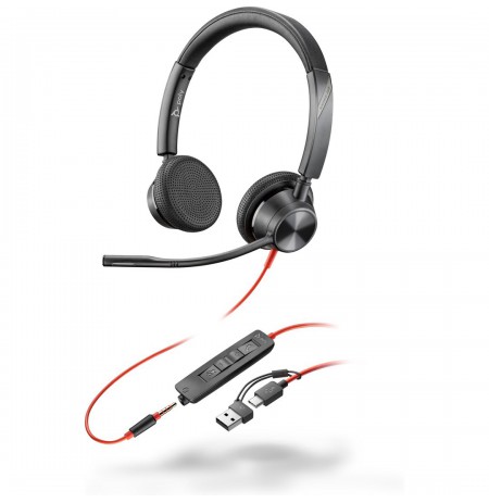 Poly Blackwire 3325 Stereo USB-C + 3.5mm + USB C/A-Adapter