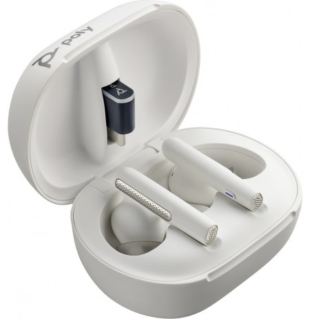 Poly Voyager Free 60/60+ Microsoft Teams Certified White Earbuds (2 Pieces)