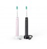 Philips 3100 series HX3675/15 2-pack sonic electric toothbrushes - black & pink
