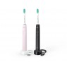 Philips 3100 series HX3675/15 2-pack sonic electric toothbrushes - black & pink