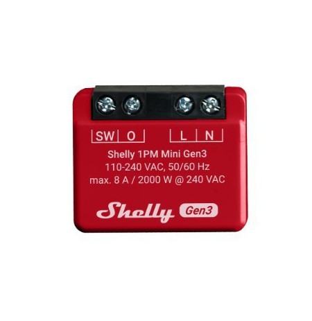 Shelly 1PM Mini Gen3 Smart switch 1P Red
