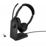 Jabra Evolve2 55 MS Stereo Link380a Belaidės ausinės Bluetooth USB-A, Charging Stand, Juoda