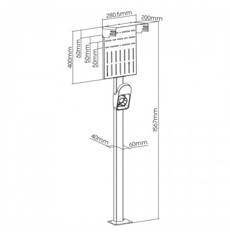 Outdoor stand for EV and PHEV car chargers Maclean, steel, 15kg max, MCE456