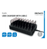 USB krovimo stotelė DELTACO skirtas 8 prietaisams, 6x USB-A, 2x USB-C PD, greitas krovimas, 75 W, juodas / DPS-0201