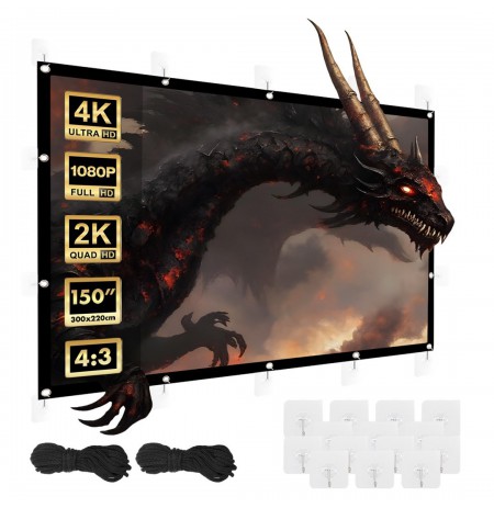 Maclean projection screen, 150", 300x220cm, 25mm 4:3 border, tension hooks, MC-168