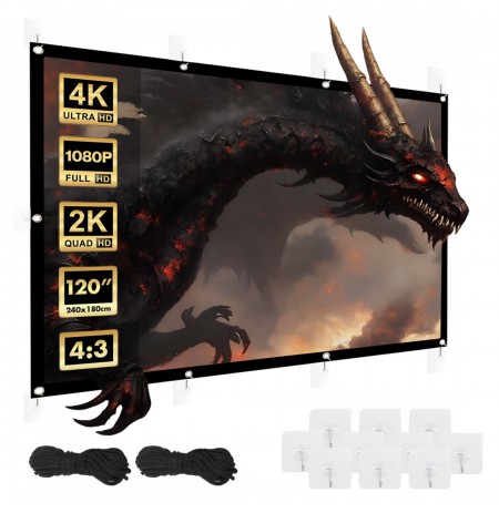 Maclean projection screen, 120", 240x180cm, 25mm 4:3 border, tension hooks, MC-169