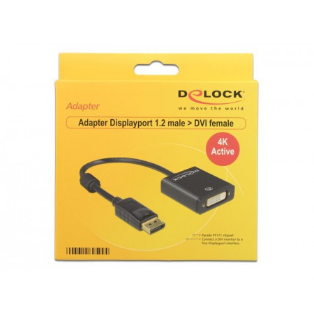 DeLOCK 62599 video cable adapter 0.2 m DisplayPort DVI-I Black