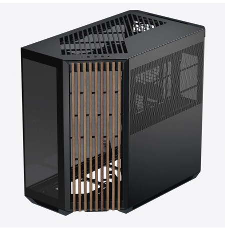 APNX V1 PC Case, Midi-Tower, ATX, Tempered Glass, Wood, black