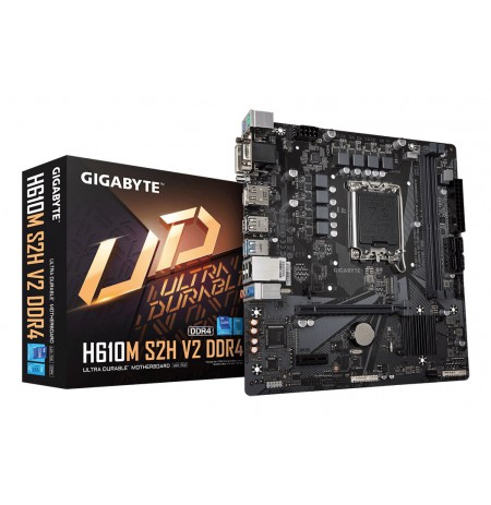 GIGABYTE H610M S2H V2 DDR4 Motherboard - Supports Intel Core 14th CPUs, 6+1+1 Hybrid Phases Digital VRM, up to 3200MHz DDR4