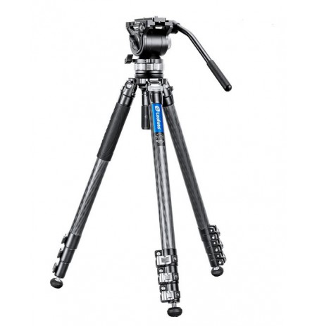 Leofoto LVM-324C+BV-15 4-Section Carbon Fiber Video Tripod with Fluid Head Set