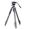 Leofoto LVM-324C+BV-15 4-Section Carbon Fiber Video Tripod with Fluid Head Set