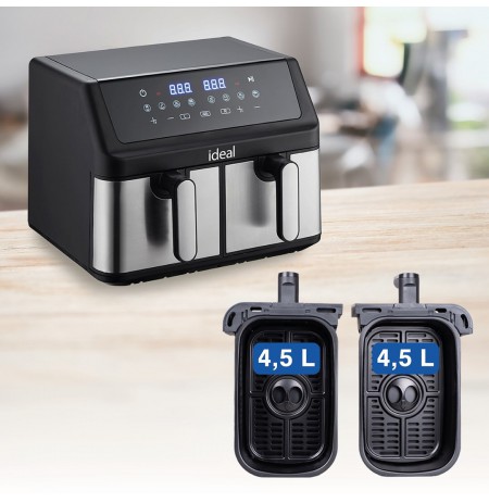 IDEAL Fat-free fryer, double horizontal 9L, 8 functions - including food drying