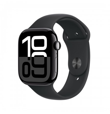 Smartwatch Apple Watch Series 10 GPS + Cellular 46mm Jet Black Aluminium Case with Black Sport Band - S/M