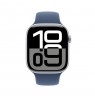 Apple Watch Series 10 GPS + Cellular 46mm Silver Aluminium Case with Denim Sport Band - S/M