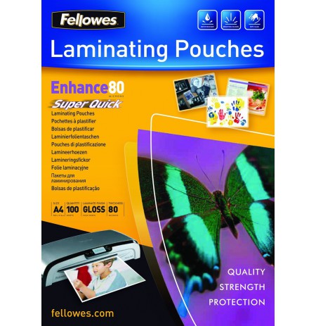 Fellowes SuperQuick A4 Glossy 80 Micron Laminating Pouch