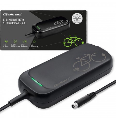 Qoltec Fast Charger for XIAOMI 36V Electric Scooter Bike | 42V | 2A | 8.0*8.0mm+pin | waterproof + power cable