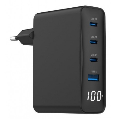 Gembird TA-UC-PDQC100LCD-01-BK mobile device charger Laptop, Smartphone Black AC Fast charging Indoor