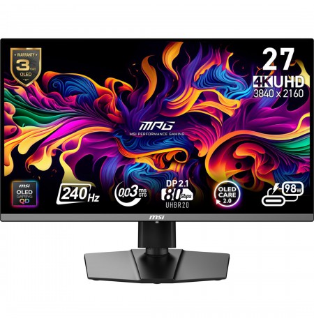 MSI MPG 272URXDE QD-OLED computer monitor 67.3 cm (26.5") 3840 x 2160 pixels 4K Ultra HD Black