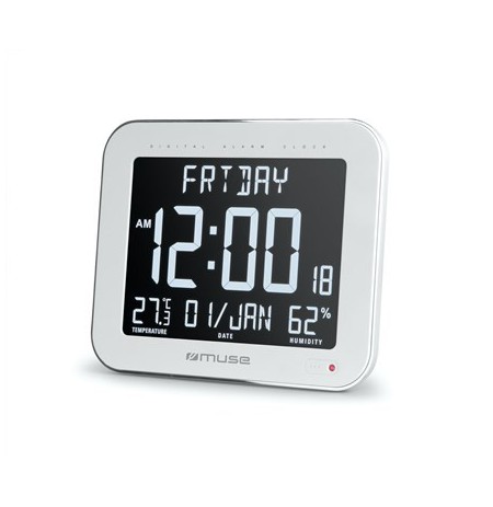 Wall clock with alarm function Muza M-090 WMC White