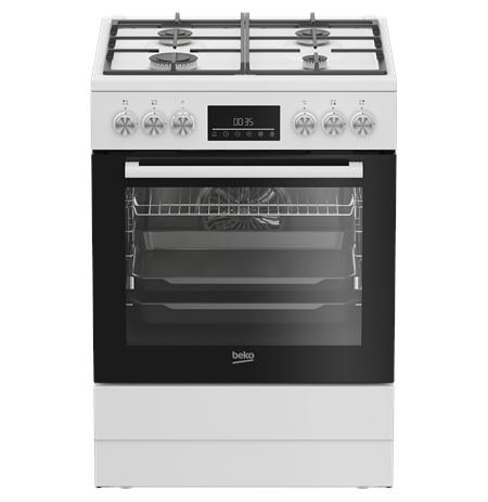BEKO Cooker | FBM62330GWDTN | Hob type Gas | Oven type Electric | White | Width 60 cm | Grilling | LED | Depth 60 cm | 72 L