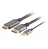 HDMI(M)-daugiau DISPLAYPORT(M) CABLE 1.8M 4K BLACK LANBERG