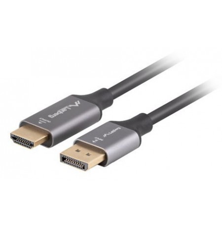 DISPLAYPORT(M) -daugiau HDMI(M) 1.8M 4K BLACK-SILVER LANBERG CABLE