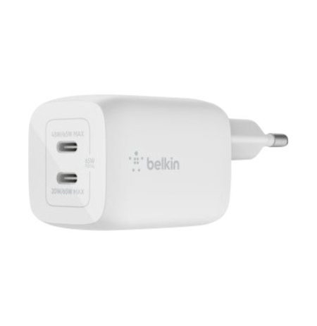 Belkin USB-C GaN PD PPS Dual Wall Charger, 65W | WCH013vfWH