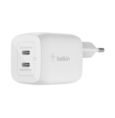 Belkin Dual USB-C GaN Wall Charger with PPS 45W | WCH011vfWH
