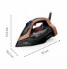 Tefal Ultimate Power Pro FV9E50 Dry and Steam iron Durilium AirGlide Autoclean soleplate 3200 W Black, Copper
