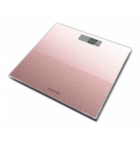 Salter 9037 RGGL3RCFXTE Glitter Glass Personal Bathroom Scale Rose Gold