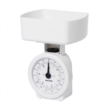 Salter 112 WHFEU12 Compact Mechanical Kitchen Scales, 3kg Capacity white