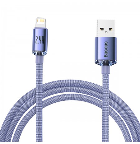 Baseus Crystal Shine Series cable USB cable for fast charging and data transfer USB Type A - Lightning 2.4A 2m purple