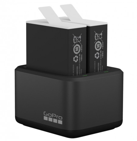 GoPro Dual Battery Charger + Enduro Batt for HERO12, HERO11, HERO10 & HERO9 Black