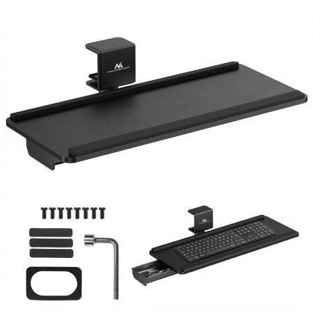 Maclean under-desk keyboard holder, max. load 5kg, adjustable horizontally and vertically, black, MC-108 B