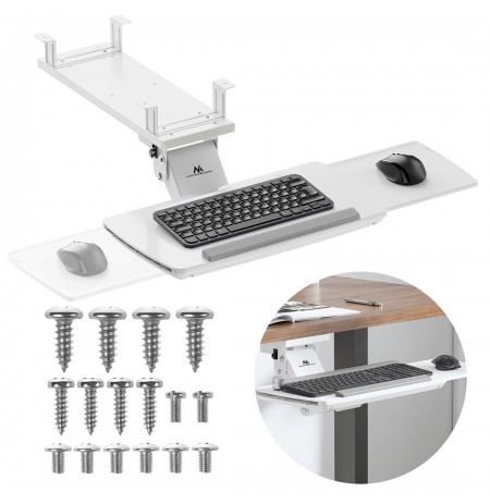 Maclean under-desk keyboard holder, adjustable, max. 5kg, white, MC-156 W