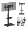 Stand / cart for TV Ergo-Office, max. load 50kg / 5kg shelf, max. VESA 600x400, built-in power strip, black, ER-304 B