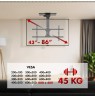 Maclean electric TV mount, ceiling mount, Tuya support, max. VESA 800x400, for TV 43-86", max. 45kg, MC-110 T