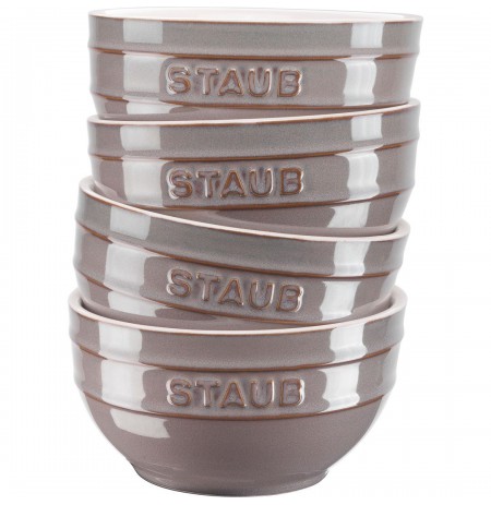 Set of 4 Staub round bowls - 12 cm, Antique grey