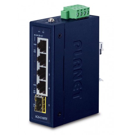 PLANET Industrial 4-Port GE Switch + Port 100/1000X SFP