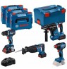 BOSCH. 18V COMBO KIT (GSR 18V-90C +GDX 18V-210C +GBH 18V-24C +GSA 18V-28) 1xPC4.0Ah 2xPC5.5Ah ...
