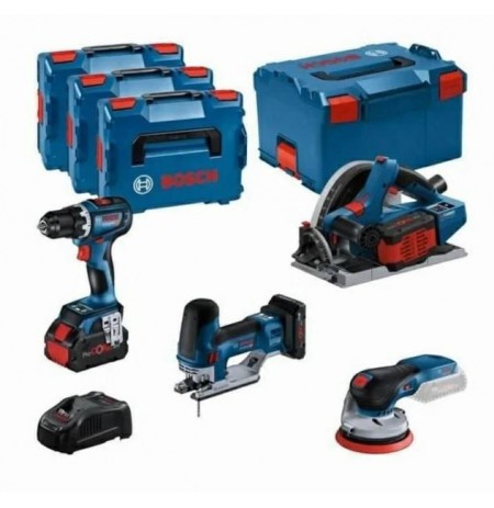 BOSCH. 18V COMBO KIT (GSR 18V-90C +GKT 18V-52GC +GST 18V-155 SC +GEX 18V-125) 1xPC4,0Ah 2xPC5,5Ah ...