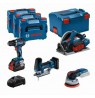BOSCH. 18V COMBO KIT (GSR 18V-90C +GKT 18V-52GC +GST 18V-155 SC +GEX 18V-125) 1xPC4,0Ah 2xPC5,5Ah ...