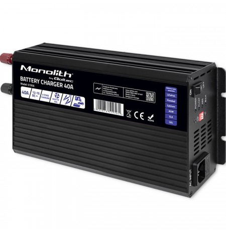 Qoltec Intelligent Professional Monolith Battery Charger for LiFePO4 AGM GEL SLA batteries | 40A | 12V